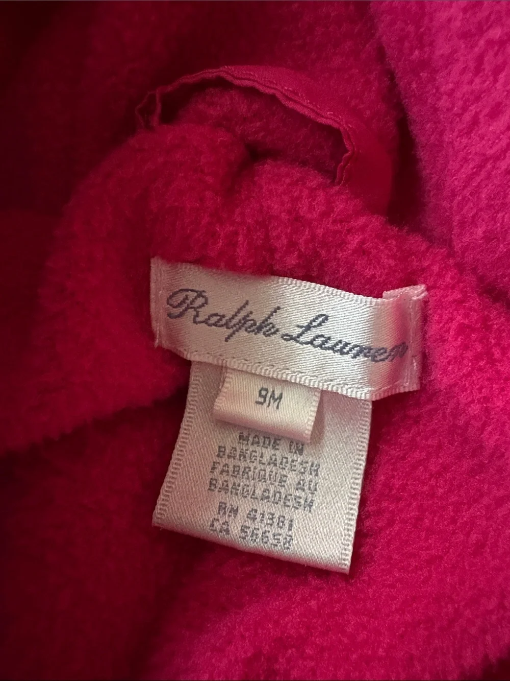 Ralph Lauren Pink Quilted Baby Snowsuit 9m